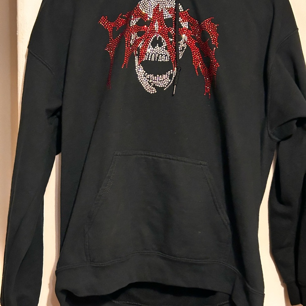 Black and Red Graphic Skull Hoodie Sweatshirt